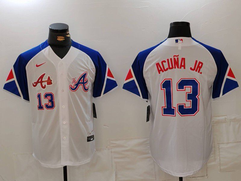Men Atlanta Braves #13 Acuna jr White City Edition 2024 Nike MLB Jersey style 5->atlanta braves->MLB Jersey